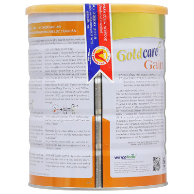 Sữa bột Wincofood Goldcare Gain: dinh dưỡng thích hợp cho mọi đối tượng và trẻ em từ 1 tuổi trở lên giúp tăng cân hiệu quả