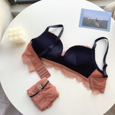 Bộ Đồ Lót VB71 Ren Lưới Mút Vừa Không Gọng Xinh Xắn Gợi Cảm