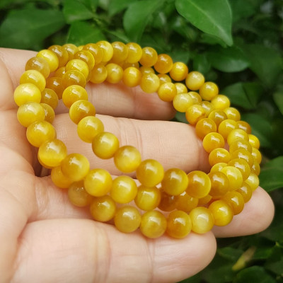 Vòng tay nữ đá mắt hổ tự nhiên vàng anh vip 6mm quấn tay 3 vòng đẹp vòng màu vàng anh tươi đẹp hợp nữ mệnh kim mệnh thổ mệnh thuỷ đeo tay may mắn xinh đẹp sang tay ạ