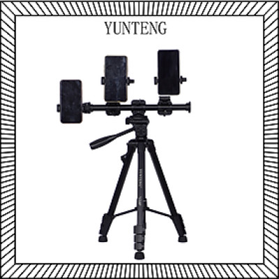 Combo Livestream Quay Chụp Nhiều Thiết Bị - Tripod Yunteng VCT 668 gắn Thanh Ngang và Kẹp 358 - Hàng chính hãng