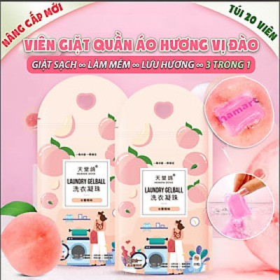 Túi 20 Viên Nước Giặt Quần Áo Hương Đào Heaven Dove 3 Trong 1 Hạt Giặt Xả Đồ Lưu Hương Tiện Lợi