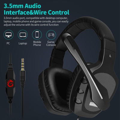 Tai nghe chơi game SENICC A1 gắn trên đầu có dây với Micrô đa hướng HD Bộ điều khiển bộ điều khiển dây 40mm