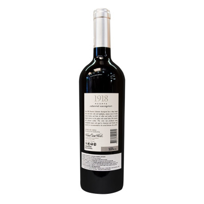 Rượu vang đỏ Chile 1918 Reserve Cabernet Sauvignon 750ml 14.5% - Hàng chính hãng