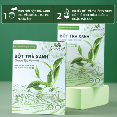 Bột trà xanh nguyên chất Goce - 45g (15 gói x 3g) ST