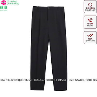 Quần baggy nữ Hiền Trần BOUTIQUE đồ công sở lưng cạp cao đi học form dáng đẹp thanh lịch màu đen ghi