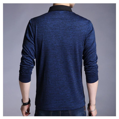 ÁO THUN NAM DÀI TAY CỔ SƠ MI PHONG CÁCH HÀN QUỐC ATD01-XANH ĐEN