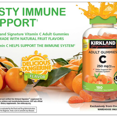 Kẹo dẻo bổ sung Vitamin C Kirkland Adult Gummies C 250mg hộp 180 viên của Mỹ