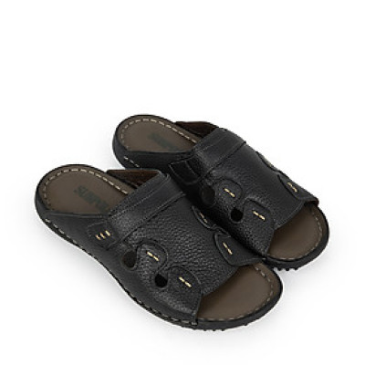 Dép nam quai ngang da bò cao cấp đế cao su SUNPOLO DQN018