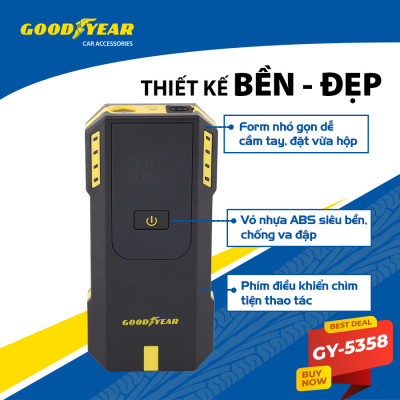 Bộ Kích Bình Cho Xe Hơi 670A GOODYEAR GY-5358 Đa Chức Năng Sạc Dự Phòng 12000mAh Đèn LED Khẩn Cấp - Hàng Nhập Khẩu