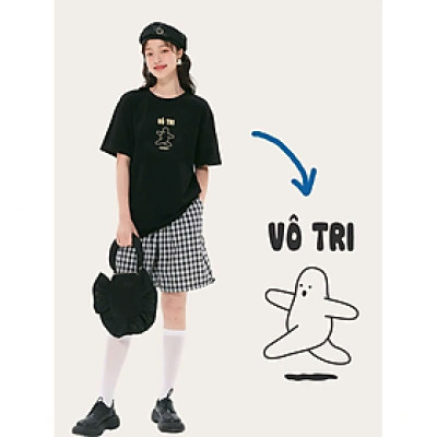 Áo Thun Nữ 100% Cotton In Chữ VÔ TRI Form Rộng Oversize