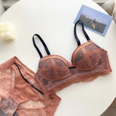 Bộ Đồ Lót VB71 Ren Lưới Mút Vừa Không Gọng Xinh Xắn Gợi Cảm