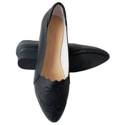 Giày Búp Bê Nữ Da Bò Thật BIGGBEN Cao 3 Phân BB137