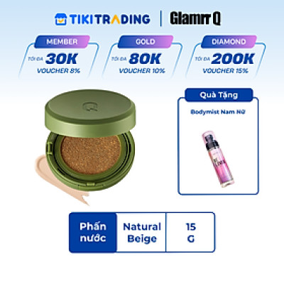 Phấn nước trang điểm che phủ kiềm dầu thuần chay GLAMRR Q VEGAN SUPER COVER CUSHION (1 lõi x 15g) by Gilaa
