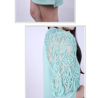 Đầm suông nữ phối ren tay