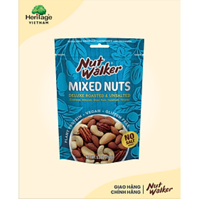 Nut Walker - Gói 150gr Hạt hỗn hợp cao cấp rang không muối (Deluxe Roasted & Unsalted Mixed Nuts)