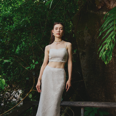 Áo Croptop Linen Lanh TOP208 thời trang thiết kế Hity