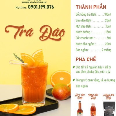 Mứt đào pha chế Déli - chai 1L
