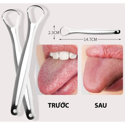 COMBO HỘP 2 Dụng Cụ Cạo Lưỡi Người Lớn Bộ cạo lưỡi bằng inox 304 sáng bóng cao cấp hỗ trợ làm sạch bề mặt lưỡi Cây Nạo Lưỡi Bàn Chải Vệ Sinh