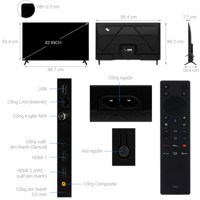 Google Tivi QLED TCL Full HD 43 inch 43S5K - Hàng chính hãng