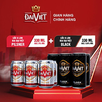 [Combo 12 lon 330ml] Bia Đại Việt Black, Pilsner, bia đen, bia vàng, bia lon, sản xuất theo luật bia tinh dòng của bia Đức, không hóa chất, Bia Việt dành cho người Việt có gu