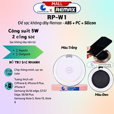 Đế sạc không dây Remax RP - W1 - Hàng Chính Hãng - Bảo Hành 12 Tháng