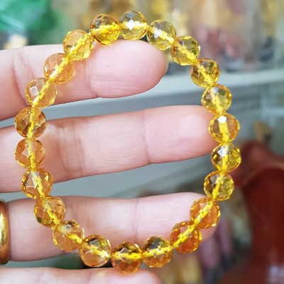 Vòng tay chuỗi đá thạch anh tự nhiên vàng tươi giác size nhỏ 8mm 22 hạt vòng hợp nữ mệnh kim thổ thuỷ đeo đẹp may mắn tốt cho sức khỏe, công việc hanh thông thuận lợi ạ món quà tặng ý nghĩa dành cho chính mình & người thân ạ