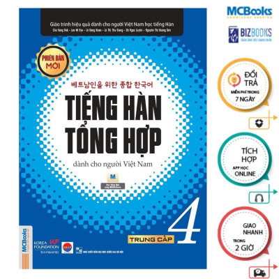 Sách - Tiếng Hàn Tổng Hợp Trung Cấp 3 + 4 - Sách Bài Học - Bản Đen Trắng - MCBooks