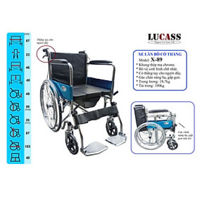 Xe Lăn Bô Vuông Chân Gấp Có Thắng Lucass X-89
