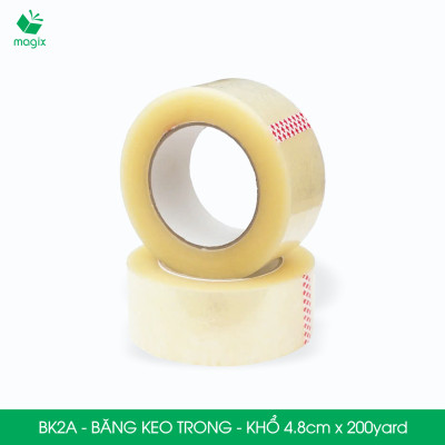 BK2A - 6 cuộn băng keo trong khổ 4.8cm x 200yard - Băng dính đóng hàng, băng keo khổ lớn