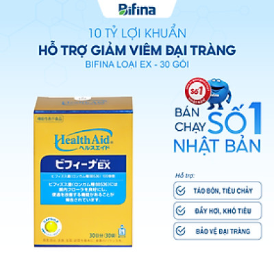 Men vi sinh Bifina Nhật Bản, Loại EX 30 gói - Hỗ trợ viêm đại tràng, đầy bụng, chướng hơi
