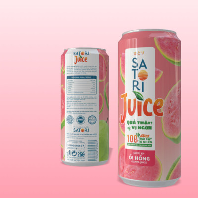Pack 2 vị nước ép trái cây Satori Juice Ổi + Me - 250ml (pack/ 6 lon)