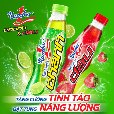 Thùng 24 chai Nước tăng lực Number 1 hương chanh chai PET 330 ml