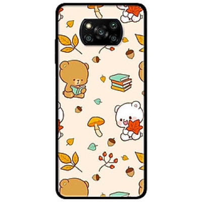 Ốp lưng dành cho Xiaomi Poco X3 mẫu Hoạ Tiết Gấu Nâu Trắng