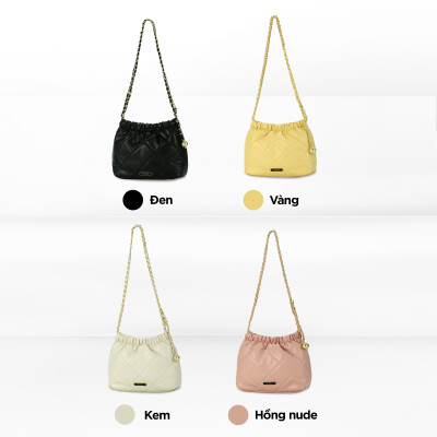 Túi đeo vai đi chơi nữ phom mềm chần trám phối dây xích IDIGO FB2-3394