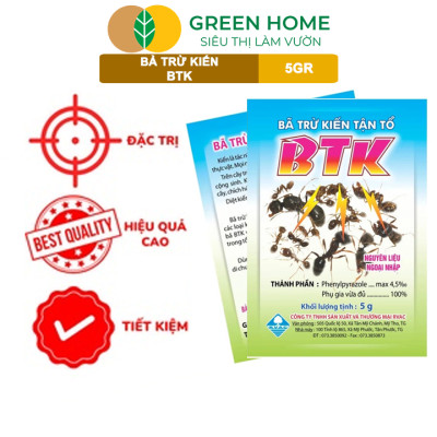 Thuốc Diệt Kiến Tận Ổ Greenhome, BTK, Gói 5gr, Hiệu Quả Cao, Dễ Sử Dụng, Tác Dụng Lâu Dài, Diệt Các Loại Kiến