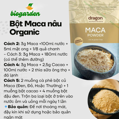 Bột Maca hữu cơ nguyên chất 200g - Dragon Superfoods
