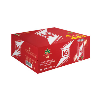 Nước Tăng Lực K5 Sâm Ngọc Linh Thùng 24 Lon Vị Dâu Tây Đỏ (320ml/Lon)