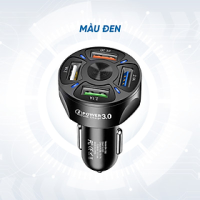 Tẩu Sạc Nhanh Thông Minh Quick Charge 3.0 | Tẩu Sạc Nhanh Thông Minh 4 Cổng USB Công Nghệ Sạc Nhanh Quick Charge 3.0, Tương Thích Nhiều Thiết Bị, Ổn Định Dòng Sạc