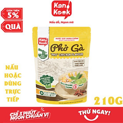 Nước Súp Cô Đặc Vị Phở Gà KanKook Gói 210g Nấu/Trộn Ăn Liền Gia Vị Hoàn Chỉnh Chuẩn Vị Phở Sài Gòn